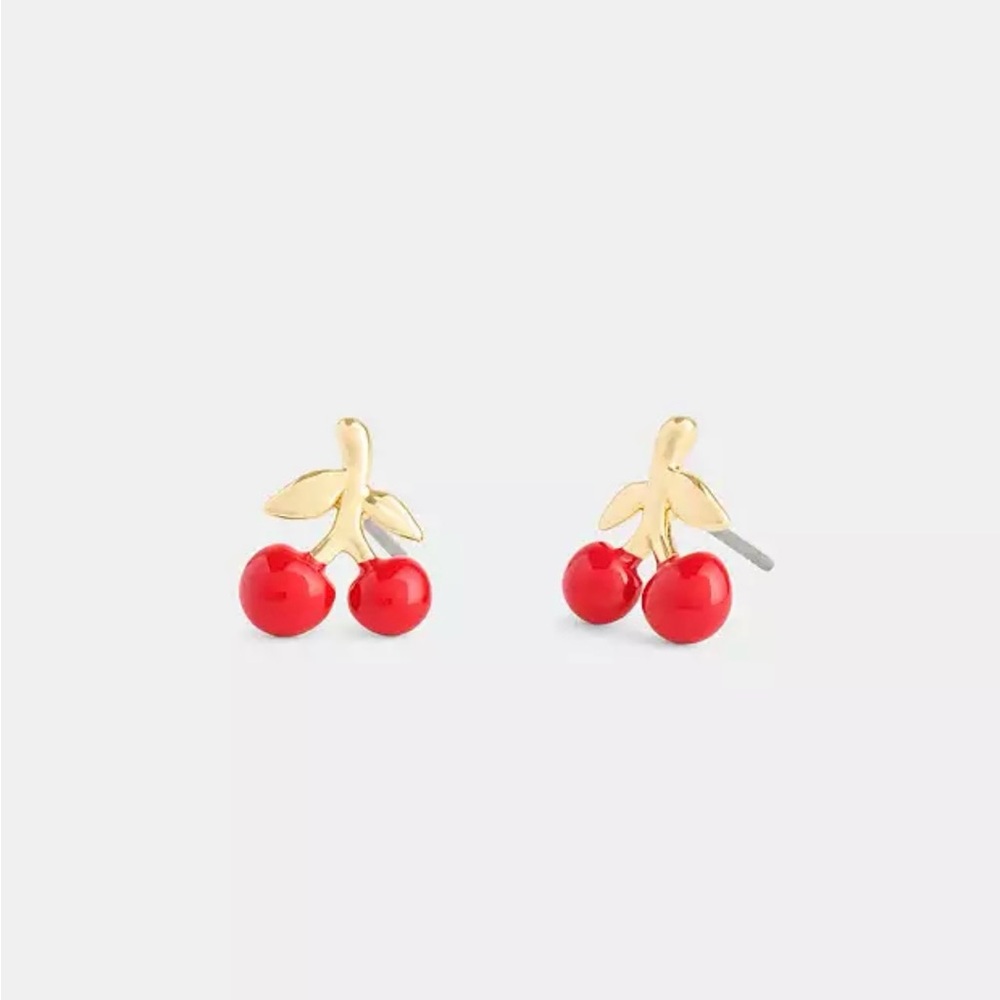 Coach Cherry Gold and Red Earrings